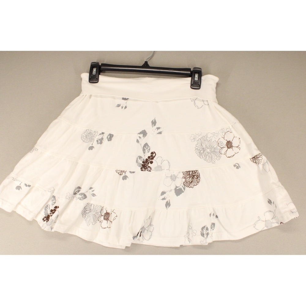 Fresh Produce White Floral Tiered Mini Skirt Sz XS Cotton Summer Boho